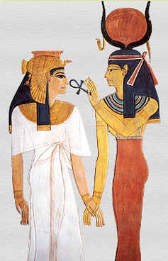 Imagen de una pareja egipcia con una llave