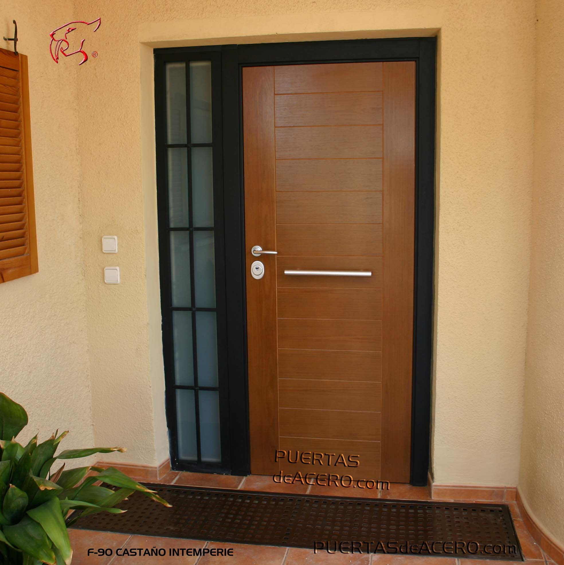 Puerta acorazada con fijo fabricado en ACERO pintado negro o ral 8022